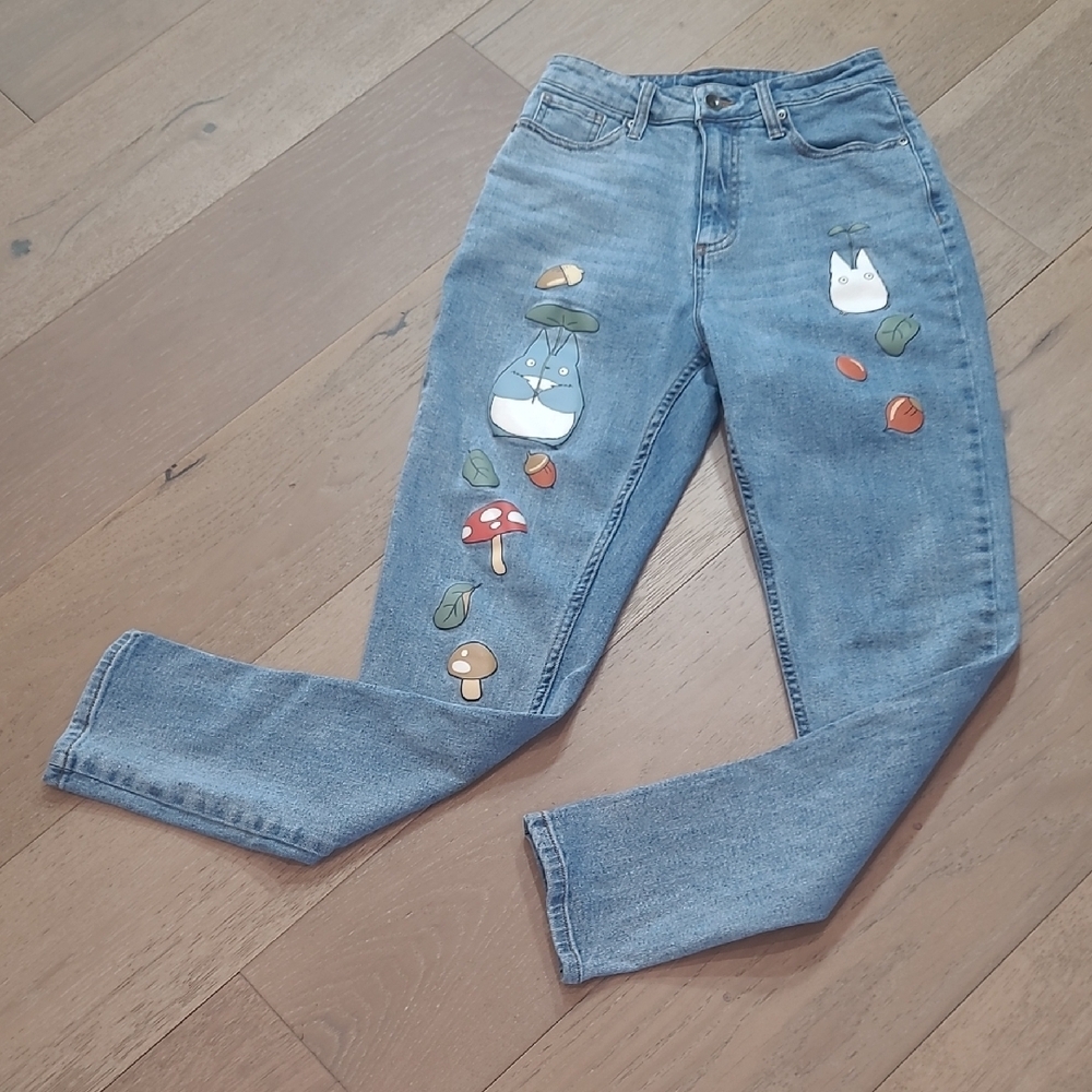 Studio Ghibli My Neighbor Tortoro Jeans Women's sz 1 High Rise Ankle Mom Jean